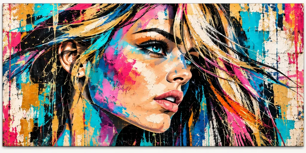 Tableau Pop Art coloré portrait de femme – création LVIP