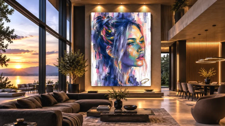 Tableau Pop Art coloré dans une décoration intérieure contemporaine – LVIP